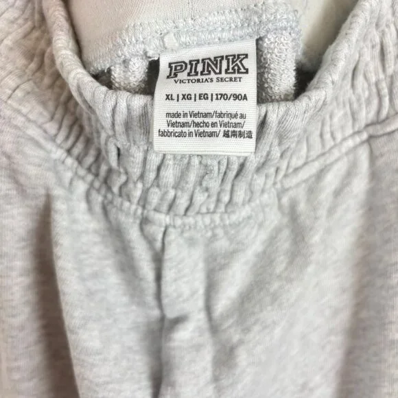 Victorias Secret Pink XL Gray Womens Sweatpants With Zippered Ankles Lounge - Picture 3 of 4